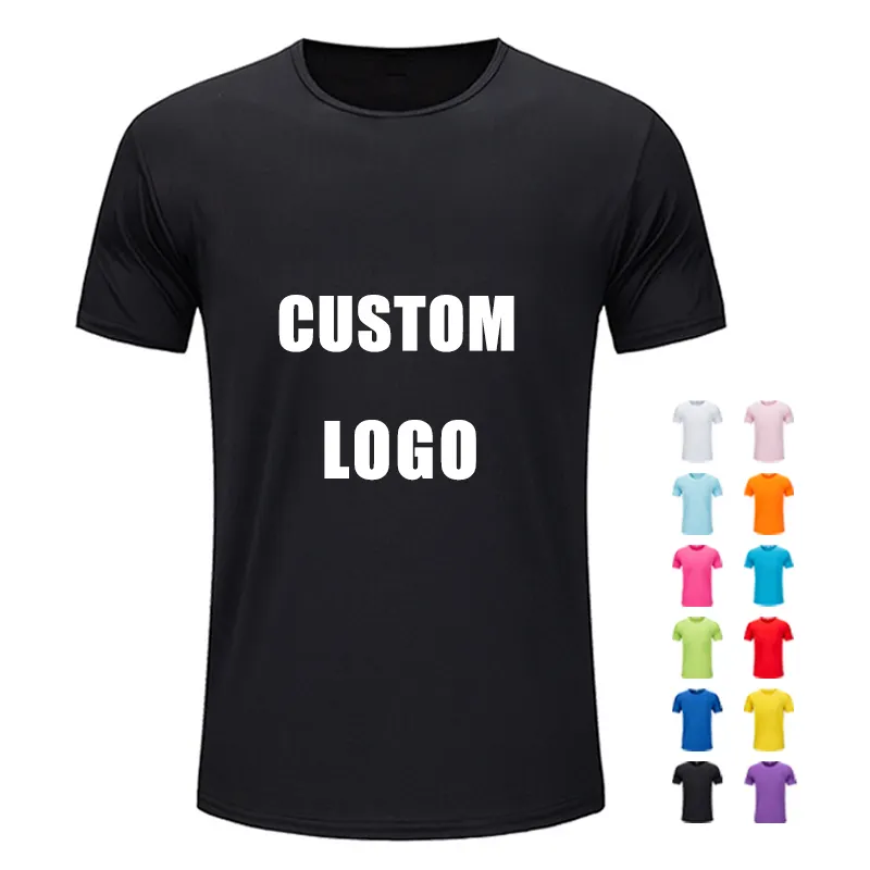 100% Polyester Sublimation Black T Shirt For Men custom logo shirt