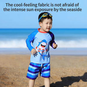 스윔보보 퀵 드라이 남아 수영복 2 피스 프린트 스판덱스/폴리에스터 비치 & 스포츠웨어 아동용 수영복 - Product Image 3