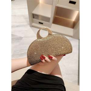 Hartvormige clutch met strass steentjes, avondtas voor dames, gala, gouden kristallen handtas - Product Image 3