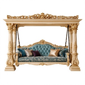 Columpio de Madera de Teca Estilo Turco Tradicional, Jhula en Oferta, Acabado Blanco Dorado, Sofá Columpio, Compre Jhula de Madera de Teca Personalizada para Interiores - Product Image 1