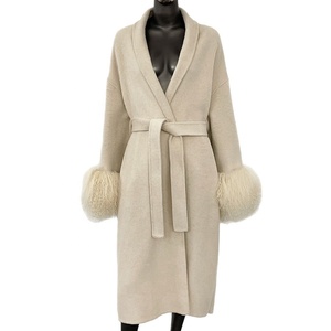 Autumn Winter In-Stock Women's High-End Double-Sided <strong>Beach</strong> Wool Cuffs Versatile Long Design Woolen <strong>Coat</strong> - Product Image 5