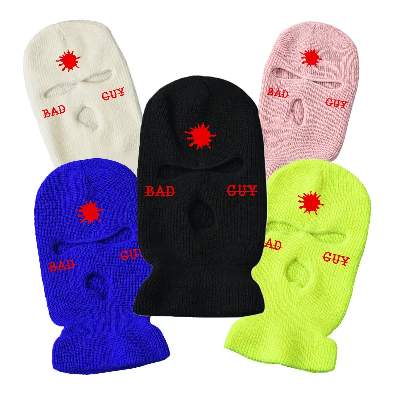 Custom Logo Full Face Cover 3 Hole Rappers Bandit Knitted Skimask Balaclava Ski Mask Tactical Female Heart Ski Mask