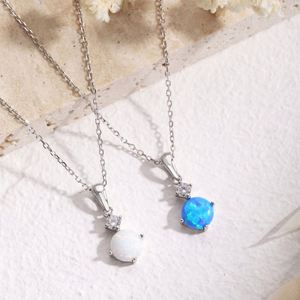 Dylam Hypoallergenic Non Tarnish S925 Silver Women Fine Jewelry 5A Cubic Zirconia Diamond Synthetic <b>Opal</b> <b>Pendant</b> Necklace - Product Image 5