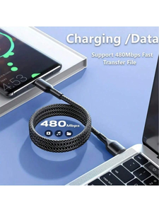 Cable de cargador rápido magnético 66W para iPhone 15 Cable de datos de tejido USB a C Cable de carga portátil para computadora portátil - Product Image 4