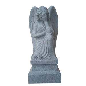 Estatua Tradicional de Ángel Llorón en Granito Gris Padang (G614) de Alta Calidad, 36 Pulgadas de Alto - Product Image 6
