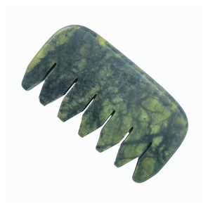 Produits de massage du cuir chevelu pour la relaxation de la tête, couleur verte, peigne en pierre naturelle de jade Xiuyan - Product Image 5