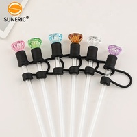 Capuchons de paille de luxe en forme de diamant 8mm/10mm/12mm, anti-poussière, réutilisables, breloques pour pailles
