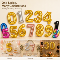 Ballons chiffres en feuille d'aluminium de 40 pouces en gros pour anniversaire, fête, décoration événementielle, bleu, or rose, 0-9, Mylal, ballons numériques