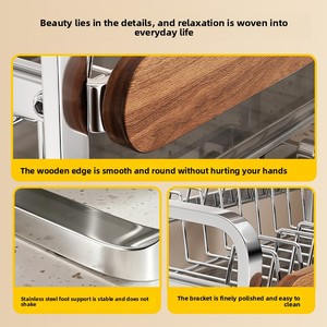 Estante de Almacenamiento de Cocina de Acero Inoxidable <span class=keywords><strong>Ermo</strong></span>, Estilo Retro, Tipo Soporte, para Tazones, Palillos y Platos - Estante Multifuncional para Encimera - Product Image 2