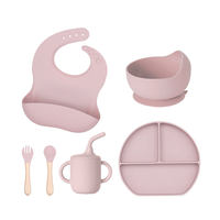 Kit d'alimentation personnalisé en silicone pour enfants : tasses, bols, vaisselle à ventouse, bavoirs, cuillères pour tout-petits, assiettes divisées pour bébés