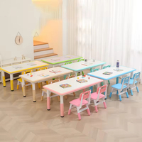 Table et chaises de maternelle en plastique pour enfants, ensemble de mobilier d'étude pour garderie, bureau préscolaire, chambre d'enfant, petit bureau de dessin
