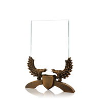 Vente en gros, concours personnalisé, trophée en cristal, plaque vierge en verre avec base en métal d'aigle pour souvenir