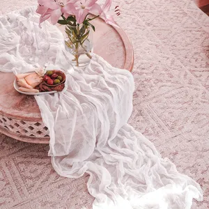 Gauze White Wedding Cheese Cloth Custom Cotton Cheesecloth Table Runner for Dining Table