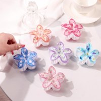 Pince à cheveux en plastique personnalisée avec logo, motif fleur à cinq pétales, pour femme, 7,9 cm, pour chignon ou coiffure arrière, accessoire capillaire.