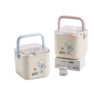 Caja de almacenamiento de primeros auxilios portátil de diseño de dibujos animados, organizador de Medicina de plástico multiusos con técnica de impresión clásica - Product Image 1