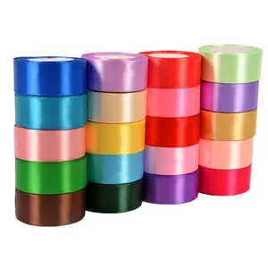 High quality satin ribbon custom printed ribbon satin solid color polyester satin ribbons for gift wrap