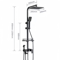 Ensemble de robinetterie de douche à 4 fonctions, montage mural, noir mat, acier inoxydable, système de mitigeur de douche pour hôtel, appartement, OEM