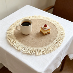 Manteles Individuales de Yute Aislantes del Calor, con Borde de Fibra de Papel, Elegantes Manteles para Mesa de Restaurante, para Comida Caliente - Product Image 2