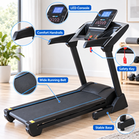 Tapis roulant électrique pliable K-FIT GS-146A-C3, inclinaison automatique, absorption des chocs, machine de course motorisée, écran LCD, fitness en intérieur