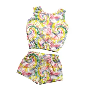 Nieuwste Mode Stijl Tie Dye Print Zomer Twee Stukken Set Outfits 0-16 Jaar Baby Meisje Shorts Sets Kids lounge Sets