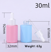 Lot de flacons compte-gouttes en verre couleur macaron de 30 ml, cylindriques, rechargeables, pour sérums et huiles essentielles, assortiment rose, bleu, vert, violet