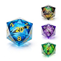Dés à jouer géants en résine de 35 mm avec logo personnalisé, dés polyédriques D20 à bords tranchants avec œil rotatif pour jeux de rôle sur table