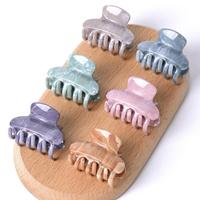 Pinces à cheveux en acétate de cellulose marbré Ume, taille moyenne, 4,5 cm, type requin, pour queues de cheval hautes et coiffures mi-hautes