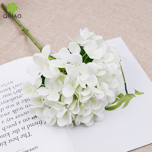 QIHAO <b>Artificial</b> <b>Hydrangea</b> Flowers 50cm With Leaves High Simulation Silk Flower Wedding Decor Bouquet Photo Props - Product Image 3