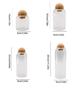 Clear Tea Coffee Sugar Canister New with Cork Ball Lid Sealing Food <b>Container</b> Glass Glass Storage Bottle Household - Product Image 6