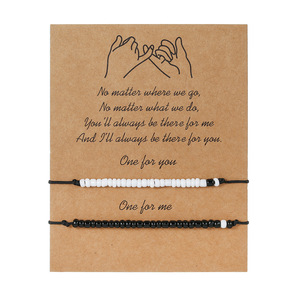 Valentine's Day <b>Couple</b> <b>Bracelet</b> Set Adjustable Glass Seed Beads Heart Shape Unisex Jewelry Gift for Lovers - Product Image 5