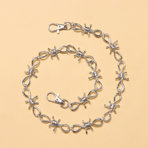 Cadena de cintura estilo hip hop occidental con púas, de plata tibetana, de un solo brazalete, para uso diario, cadena corporal de moda. - Product Image 4