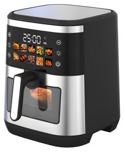 10-литровая безмасляная семейная электрическая аэрофритюрница с большой вместимостью, металлической внутренней камерой и цветным сенсорным экраном - Product Image 2