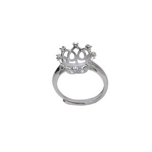 Composants de bijoux en argent 925 pour la création de bijoux en perles, bague ouverte en forme de couronne de reine, porte-bague mobile, composants de bijoux - Product Image 5