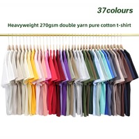 Camiseta de hombre de algodón peinado de 270 g, de color liso, estilo vintage, de hombros caídos, manga corta, de doble hilo, en tonos tierra, de corte holgado.