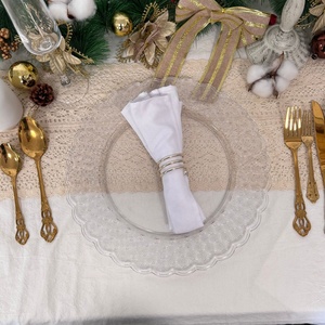 Novo Estilo Prato de Apresentação Redondo Minimalista de Plástico PP Personalizado de 13 Polegadas com Design Ondulado Transparente Irregular, 100 Peças para Casamentos e Festas - Product Image 4