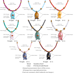 <span class=keywords><strong>Collar</strong></span> JINYOU 653 con Cuentas de Acero Inoxidable y Piedras Multicolores, <span class=keywords><strong>Collar</strong></span> con Colgante de Pez de Circonia Cúbica y Piedra Natural - Product Image 6