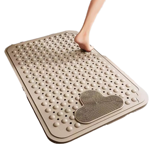 Alfombrilla de Baño Antideslizante de TPE Sólido Beige con Orificios de Drenaje, Ventosas, Lavable a Máquina, Diseño Moderno, Alfombrilla de Ducha para <span class=keywords><strong>Masaje</strong></span> de Pies, Alfombrilla para Bañera - Product Image 1
