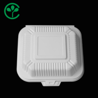 8*8 pouces 1 compartiment récipient alimentaire écologique jetable recycler boîte à lunch micro-ondes conteneur à emporter 200 pièces/carton