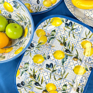 Tùy Chỉnh In Chanh Thiết Kế Không Thể Phá Vỡ Hình Chữ Nhật Nhựa <span class=keywords><strong>Melamine</strong></span> Phục Vụ Decore Khay Với Xử Lý Nhựa Phục Vụ Khay Thức Ăn - Product Image 3