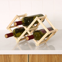 Casiers à vin empilables en bois de comptoir Support de bouteille de vin sur pied pliable Supports de stockage de vin en bois
