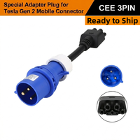 Nouvelle prise industrielle CEE bleue 32A pour connecteur mobile Tesla Gen 2, certifiée CE FCC, adaptateur de charge 3 broches norme européenne