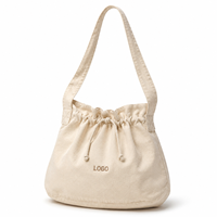 Sac bandoulière personnalisé en coton doux avec cordon de serrage pour les courses quotidiennes, léger, spacieux et réutilisable