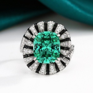 High Quality Jewelry Eco-friendly Copper Silver Plated 10*12mm Green Zircon Unique Spiral Design <b>Rings</b> for Bold Creative Style - Product Image 3