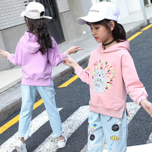 Sudadera con Capucha de Algodón para Niñas, Estilo Nuevo, Primavera-Otoño, con Estampado Animal, Tejida, de Manga Larga, con Gorro para Niños - Product Image 3