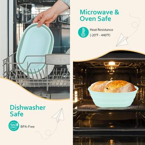 Sourdough Proofing Basket Set 2Pcs Oval <b>Silicone</b> Bread <b>Baking</b> Supplies Sourdough Baskets Complete Bread <b>Baking</b> Kit - Product Image 3