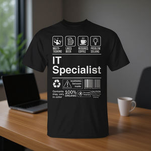 T-shirt avec étiquette sarcastique pour spécialiste informatique, noir, unisexe, 100% coton, cadeau humoristique pour les travailleurs de la technologie - Product Image 3