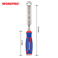 WORKPRO Ciseau à bois en acier CRV de 25 mm (1 pouce) Lame de 30 % plus longue Affûtée Outils à main pour le travail du bois pour la sculpture Ciseaux Poinçons