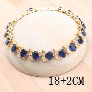 Juego de Joyas de Plata 925 con Circonita Azul, Color Dorado, para Novia, Boda, para Mujer, Aretes, Anillo, Pulsera, Collar con Colgante - Product Image 2