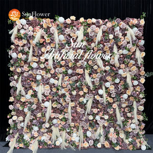 Backdrop Dinding Bunga Mawar dan Tanaman Hijau Multi-Warna Realistis Kelas Atas Buatan Khusus - Dekorasi Bunga Pernikahan 3D - Product Image 2