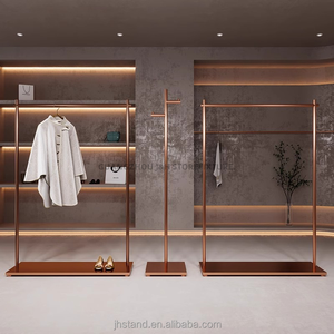 Estante de exhibición <span class=keywords><strong>para</strong></span> tienda de <span class=keywords><strong>ropa</strong></span>, estante de exhibición de <span class=keywords><strong>ropa</strong></span> colgante de acero inoxidable de piso a techo de oro rosa cepillado, estante especial <span class=keywords><strong>para</strong></span> mujer - Product Image 2